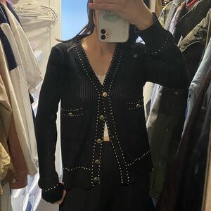 Chanel style cardigan black